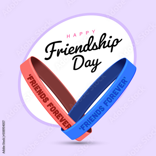 Vector illustration of Happy friendship day concept, friends forever written on friendship band
