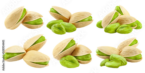 pistachio isolated on white background, clipping path, full depth of field photo