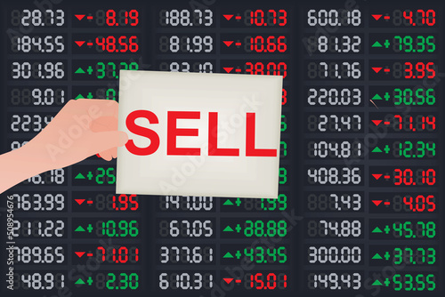 Notice sell in front of stock board