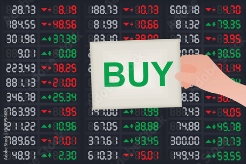 Notice buy in front of stock board