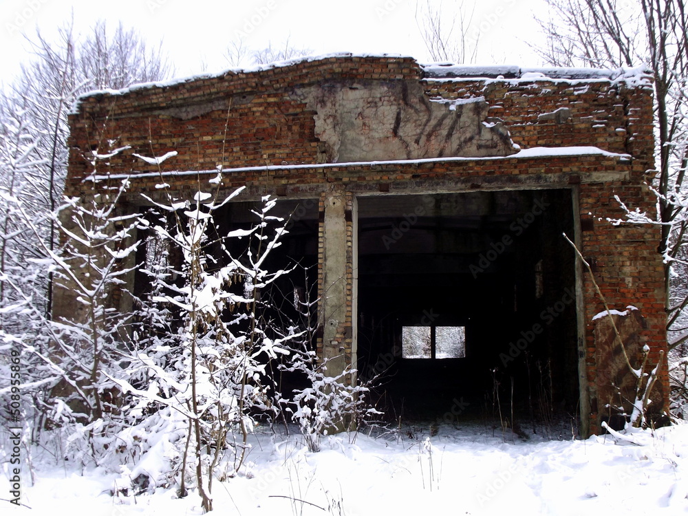 Ruins of an old farm warehouse