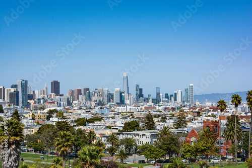 San Francisco skyline view from Dolores Park, California
