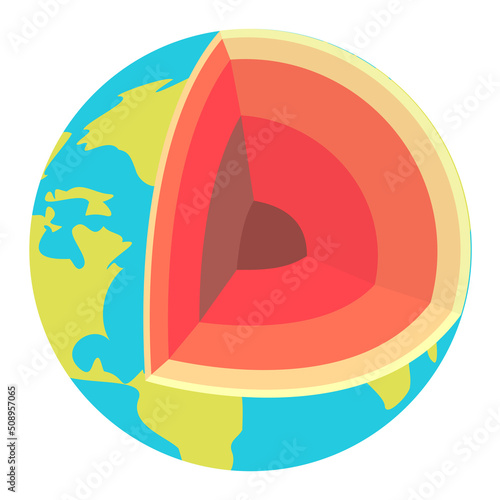 Cartoon earth cutaway vector isolated object