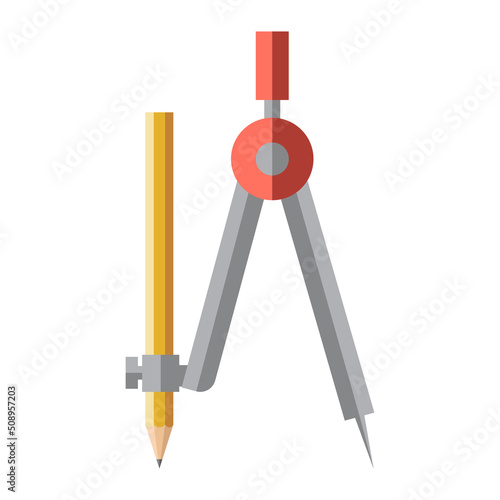 Cartoon pencil compass vector isolated object illustration