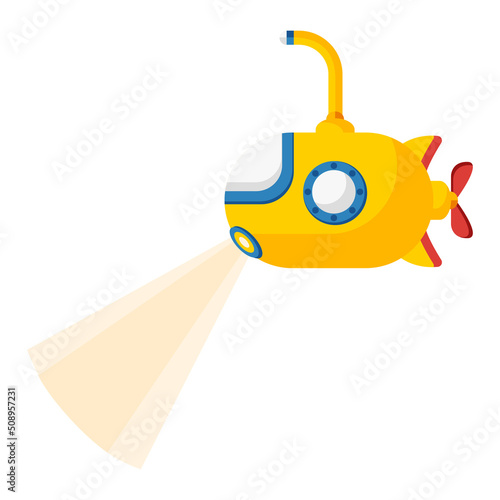 Cartoon yellow submarine vector isolated object illustration