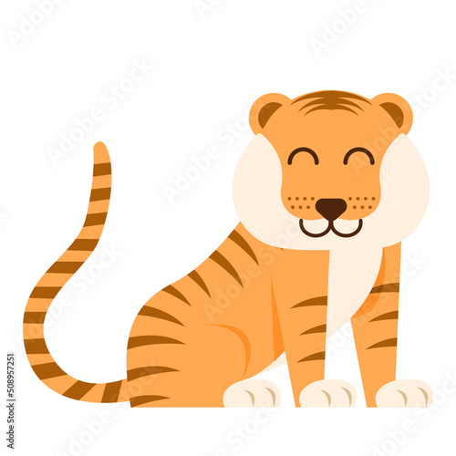 Fototapeta Naklejka Na Ścianę i Meble -  Cartoon cute animal tiger vector isolated object illustration