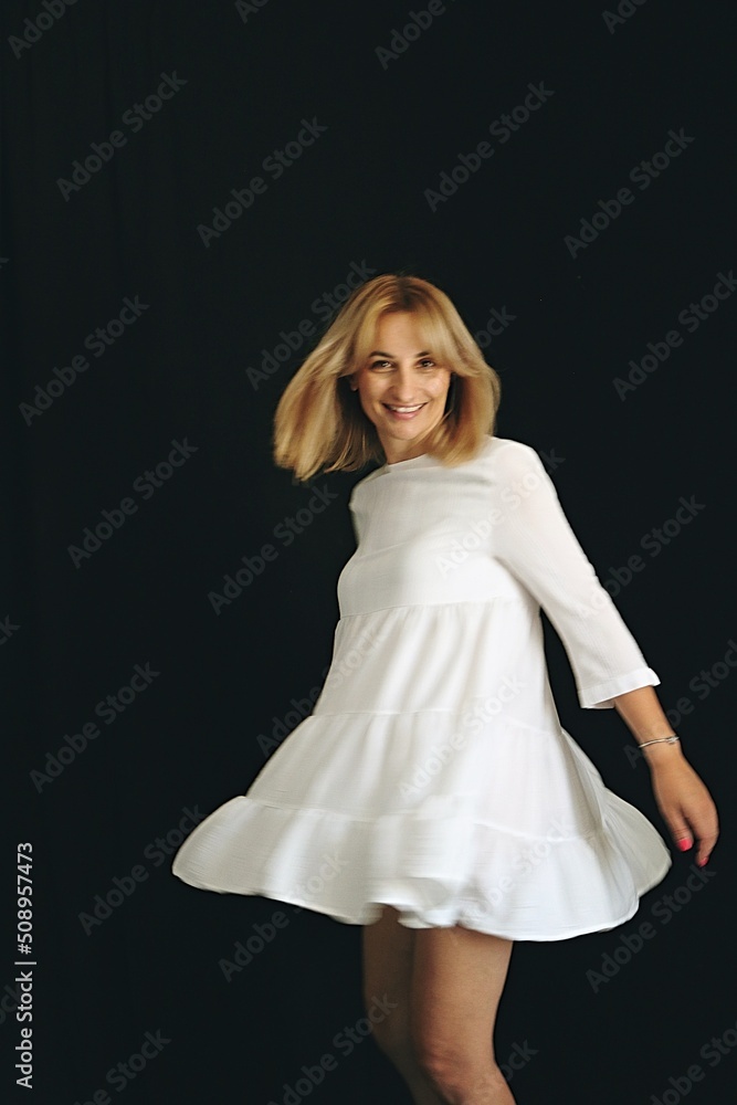 Happy woman with white dress Happy woman with white dress