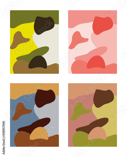 Set of modern colorful abstract backgrouds. Flat illustration