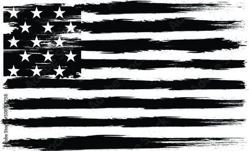 Vector Of The Distressed American Flag	
