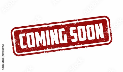 Coming soon grunge rubber stamp on white, vector illustration