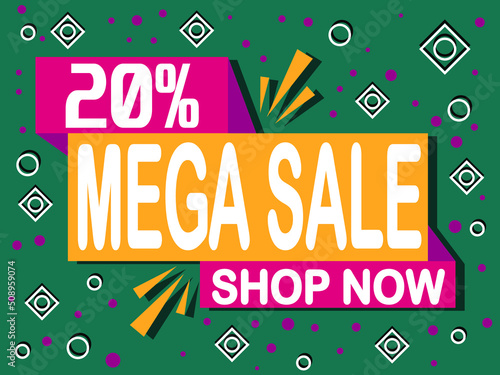 Wallpaper Mural 20% off mega sale. Banner with 20% off icon. Shop now for online sales. Torontodigital.ca
