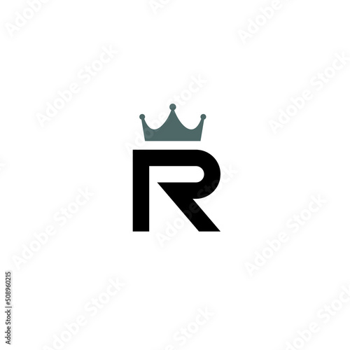 Letter R and Crown logo or icon design
