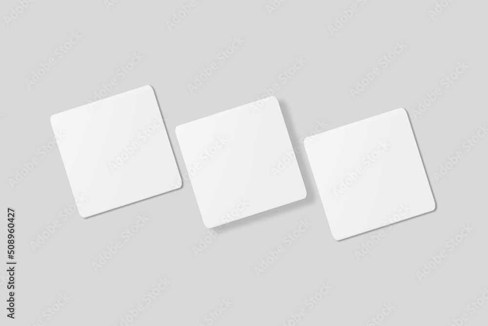 Blank square business card for mockup. 3D Render.
