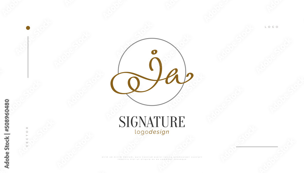 JA Initial Signature Logo Design in Elegant and Minimalist Handwriting Style. Initial J and A Logo Design for Wedding, Fashion, Jewelry, Boutique and Business Brand Identity