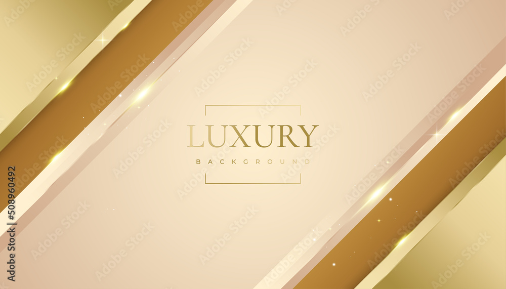 Obraz premium Luxury Gold Background with Glitter and Light Effect. Premium Golden Background with Paper Cut Style for Award, Nomination, Ceremony, Formal Invitation or Certificate Design