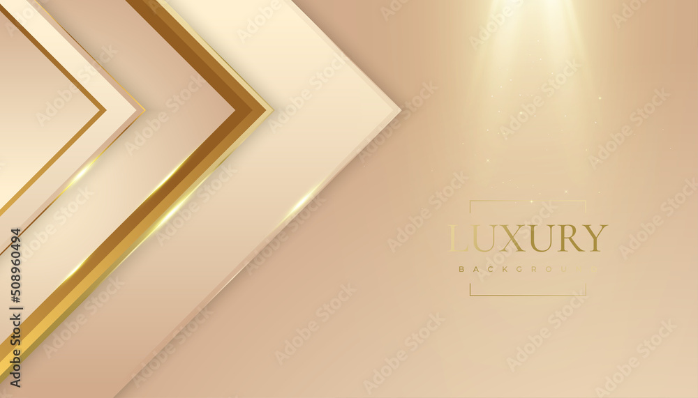 Obraz premium Luxury Gold Background with Glitter and Light Effect. Premium Golden Background with Paper Cut Style for Award, Nomination, Ceremony, Formal Invitation or Certificate Design