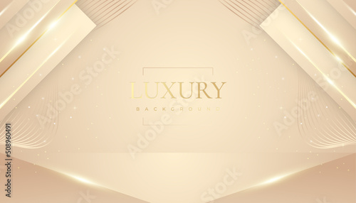 Luxury Gold Background with Glitter and Light Effect. Premium Golden Background with Paper Cut Style for Award, Nomination, Ceremony, Formal Invitation or Certificate Design