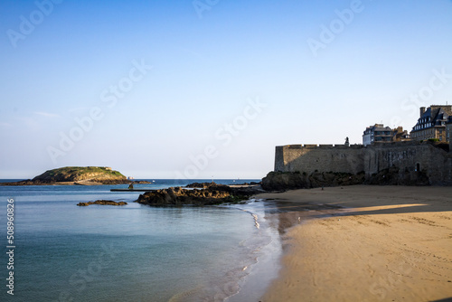 Cliffs  beach and sea in Saint-Malo city  Brittany  France