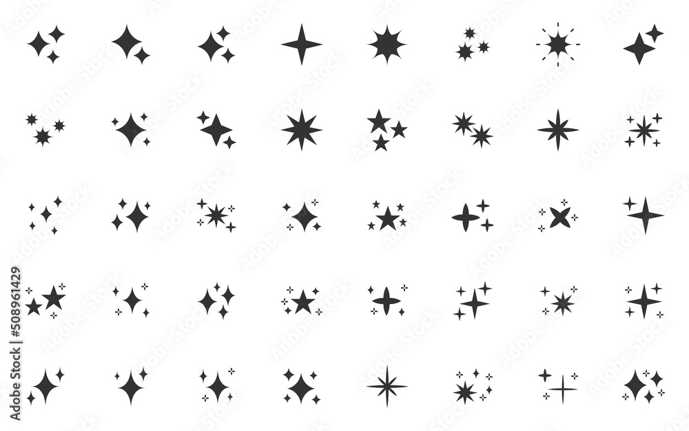 set of star icons, sparkle, burst, light set of star icons, sparkle, burst, light