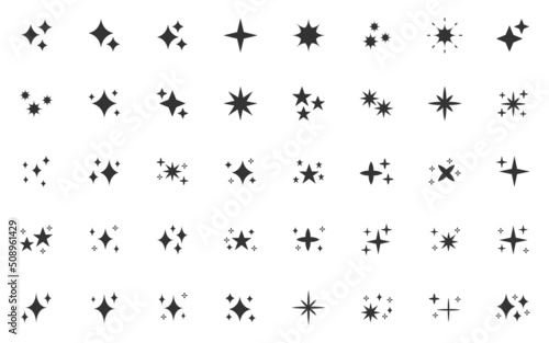 set of star icons, sparkle, burst, light