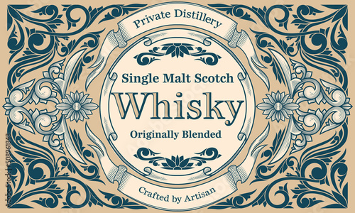 Scotch whisky - ornate vintage decorative label