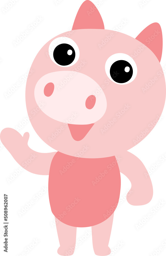 Cute pig character design presenting concept Cute pig character design presenting concept