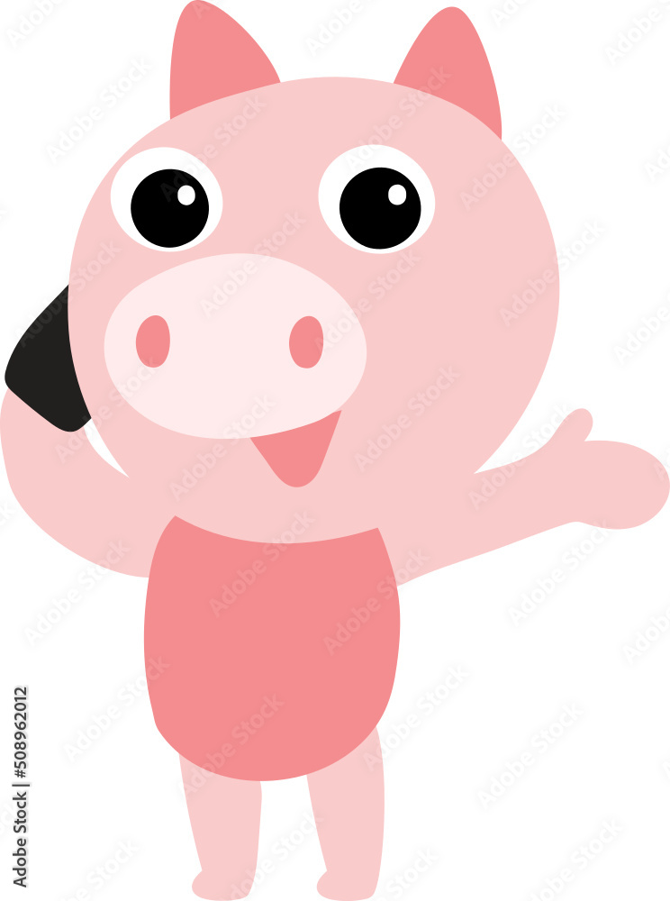 Cute pig character design presenting concept