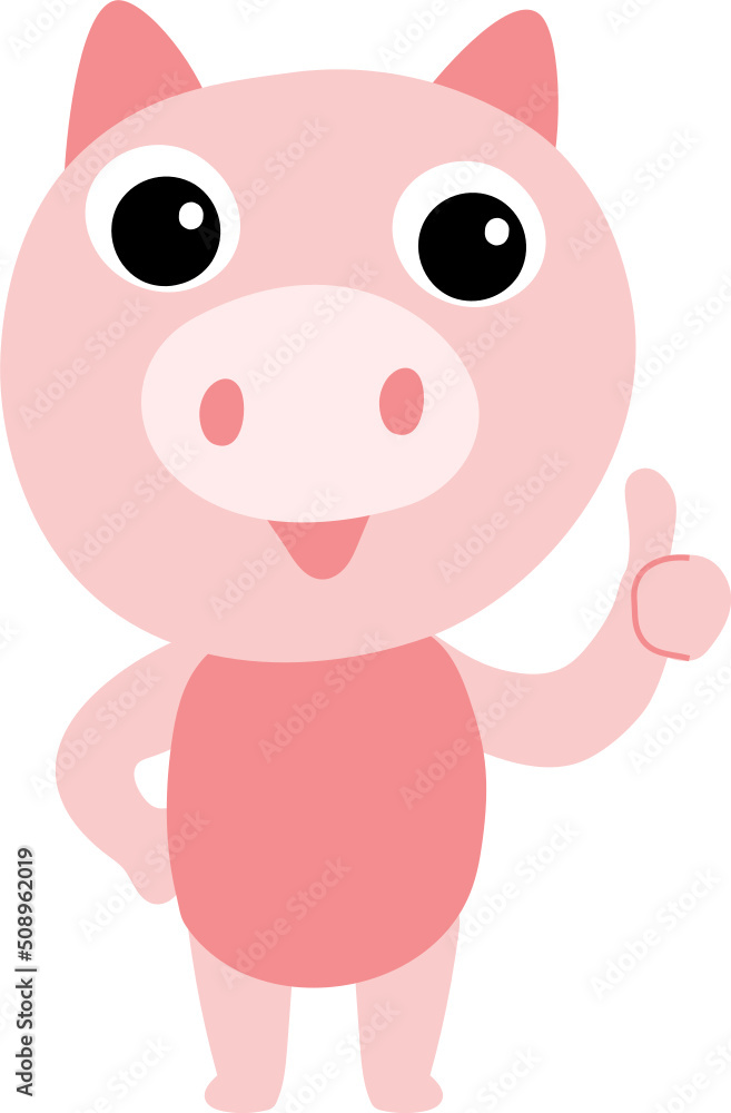 Cute pig character design presenting concept Cute pig character design presenting concept