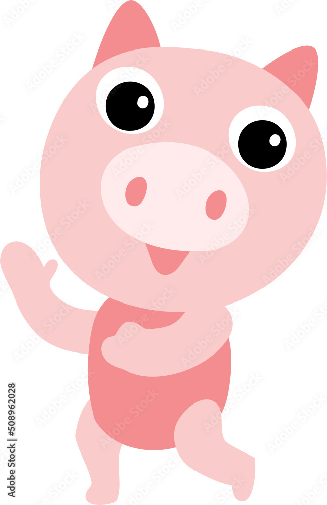 Cute pig character design presenting concept Cute pig character design presenting concept