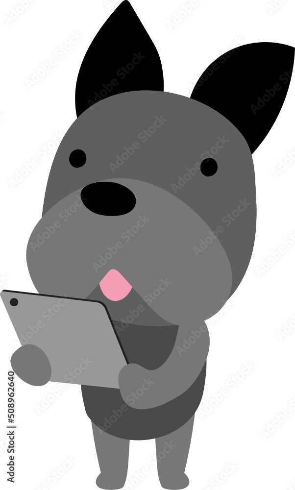 Obraz premium Black dog character design presenting concept