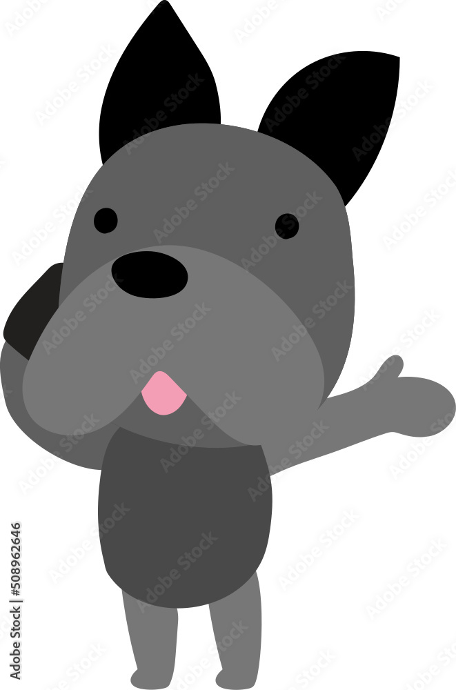 Black dog character design presenting concept Black dog character design presenting concept