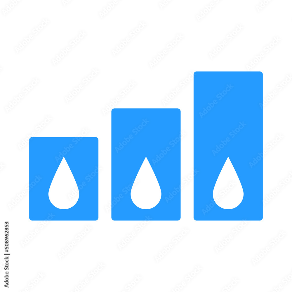 Water drops.Isolated on white background.Water level. Vector flat illustration. Water drops.Isolated on white background.Water level. Vector flat illustration.