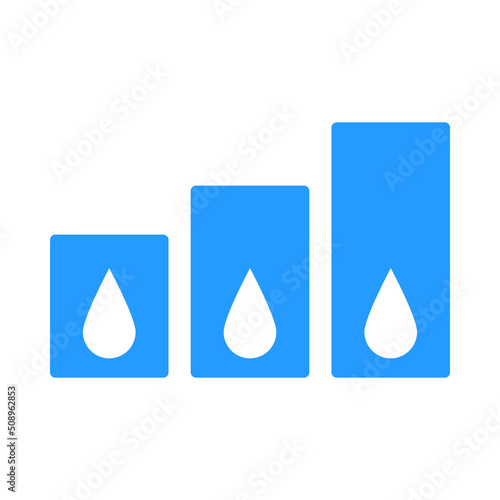 Water drops.Isolated on white background.Water level. Vector flat illustration.