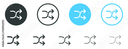 shuffle icon, random symbol with two arrow - andomize randomize playlist line outline icons, Shuffling icon
