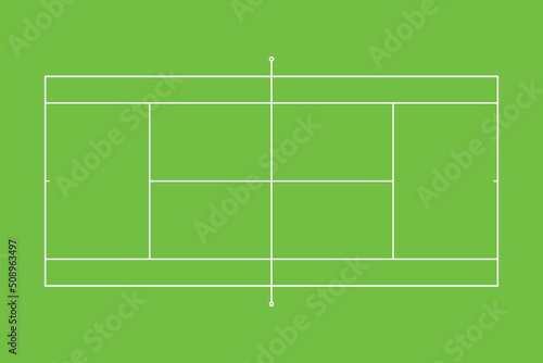 Tennis court green field Template tennis court with lines. Vector illustration
