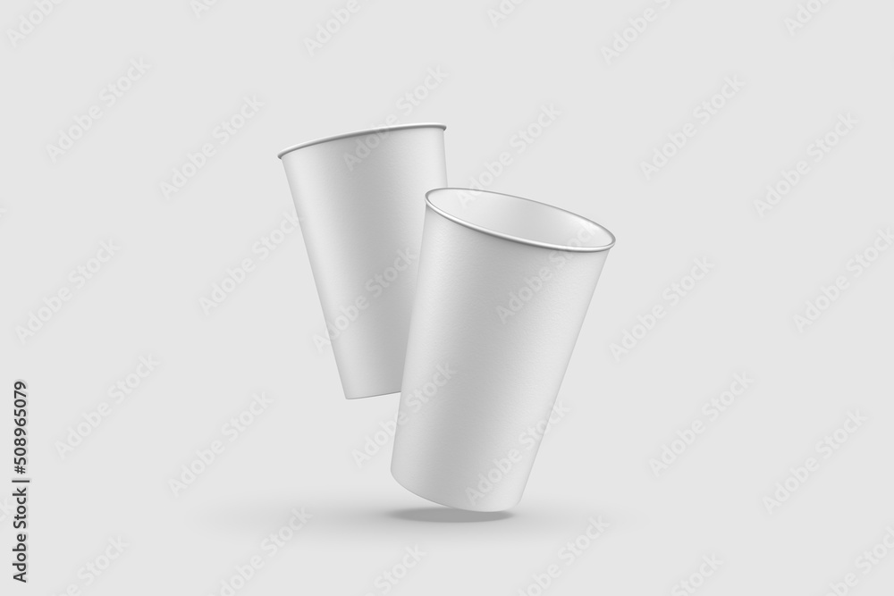 Two paper coffee cup mockup template, isolated on light grey background. High resolution. Two paper coffee cup mockup template, isolated on light grey background. High resolution.