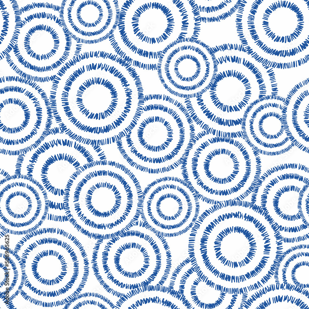 minimal blue line circle seamless pattern, wallpaper background, design for fashion, fabric, vector illustration