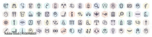 psychology outline icons set. thin line icons such as intravenous saline drip, diage, reproductive system, incisor, chiropractic, health check, mice, leech, secret icon.
