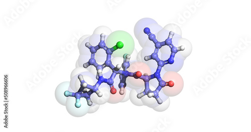 Ivosidenib, anticancer drug, 3D molecule photo