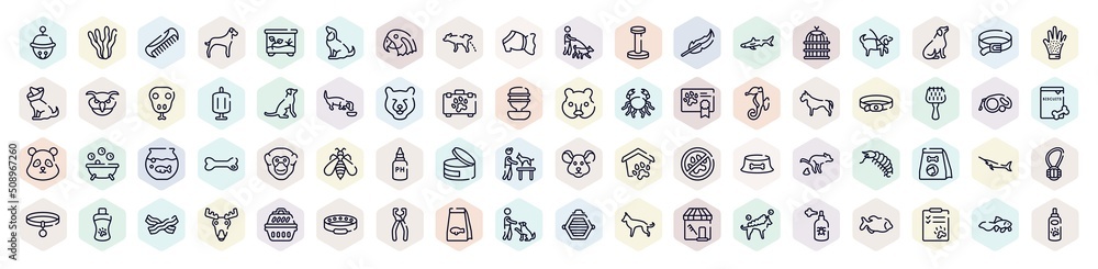 pet shop outline icons set. thin line icons such as sleighbell, pet comb, dog urinating, big shark, dog seatting, dog collar, ph test, big swordfish, man and icon. pet shop outline icons set. thin line icons such as sleighbell, pet comb, dog urinating, big shark, dog seatting, dog collar, ph test, big swordfish, man and icon.