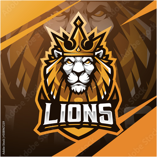 Lion head esport mascot logo design