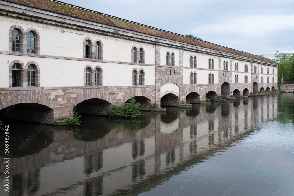 Barrage Vauban (Vauban Dam),  erected in the 17th century on the river Ill in Strasbourg, Alsace, France. Little france quarter