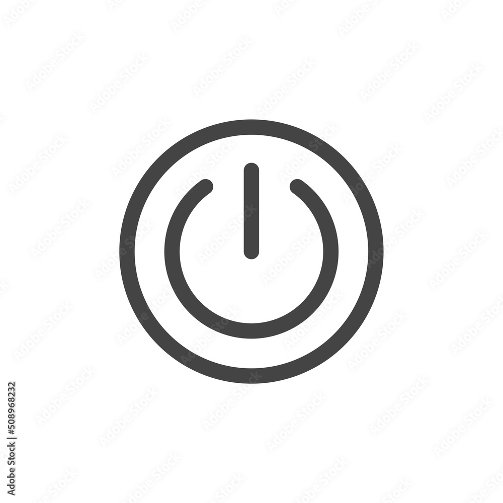 Power button vector icon on white isolated background. Layers grouped for easy editing illustration. For your design. Power button vector icon on white isolated background. Layers grouped for easy editing illustration. For your design.
