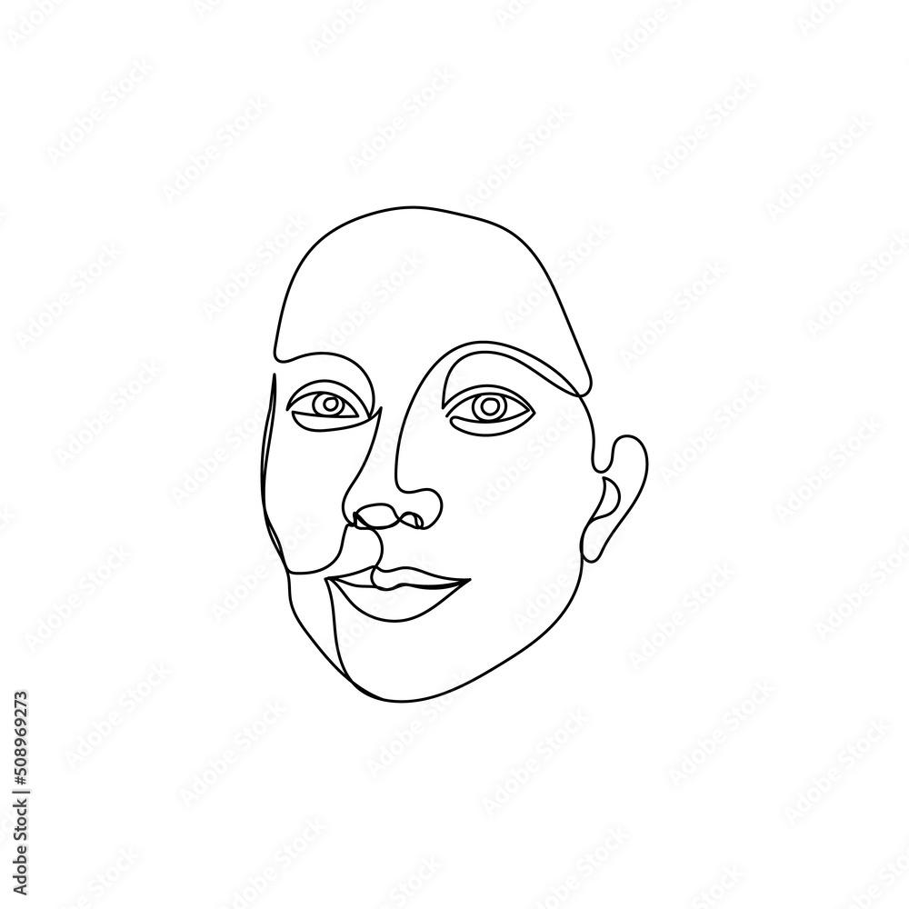 Female face single line drawing. Portrait of young beautiful girl line art. Female face single line drawing. Portrait of young beautiful girl line art.