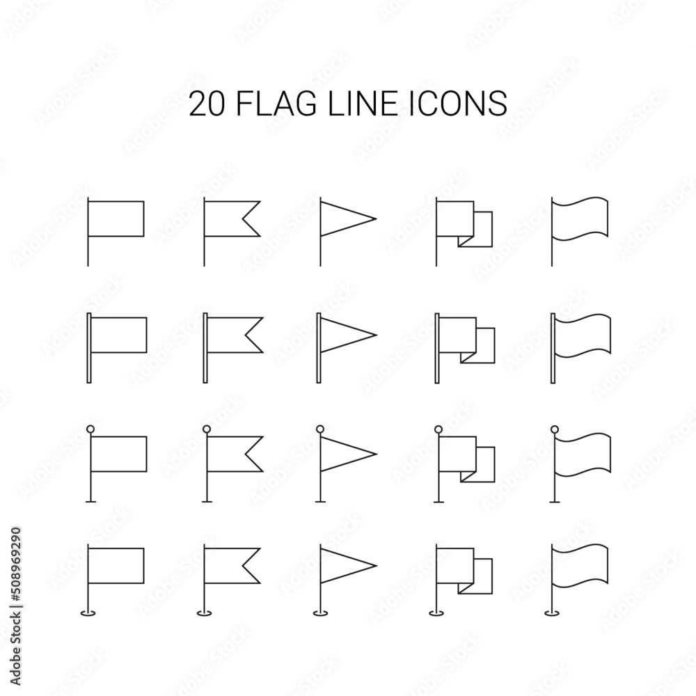 Line icon set. Flag pack. Vector Illustration