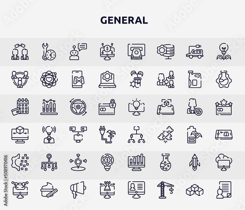 general outline icons set. thin line icons such as affiliate link, digital economy, business networking, autopilot, information architecture, classification, fintech innovation, creative pencil