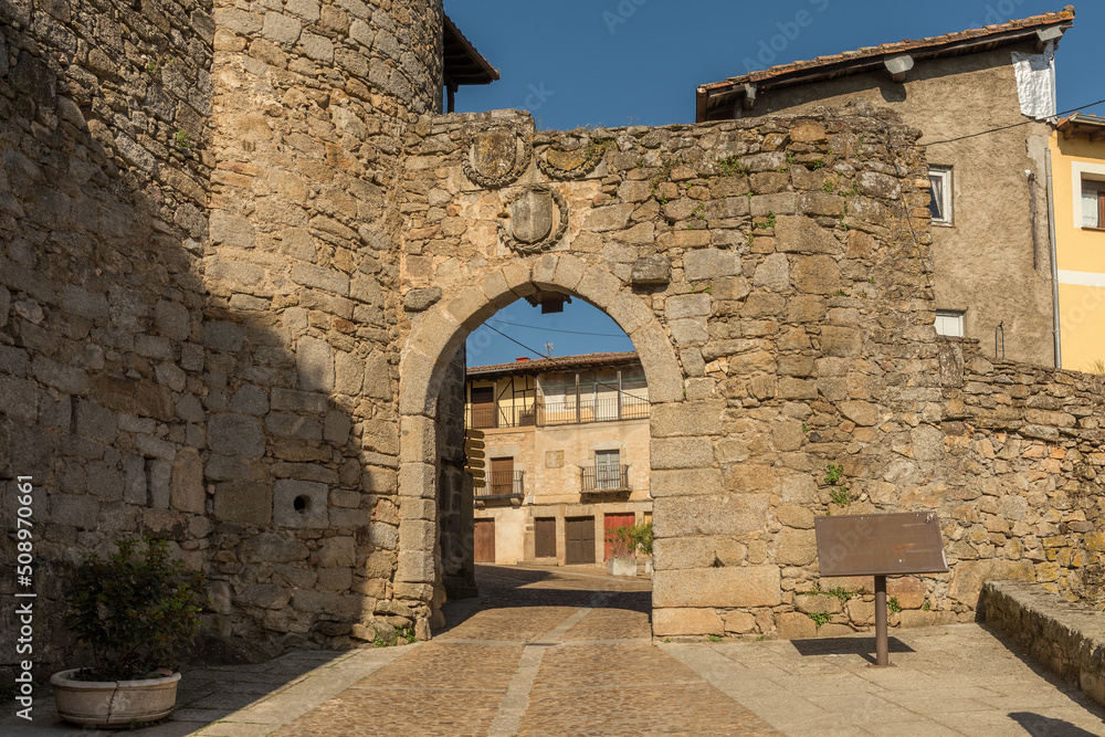 the historic village center of Miranda del castanar, Salamanca, Castile and Leon, Spain