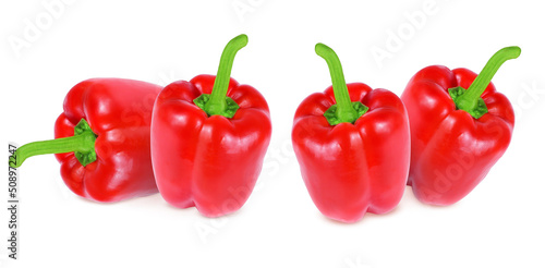 Red pepper on an isolated white background. Red pepper set