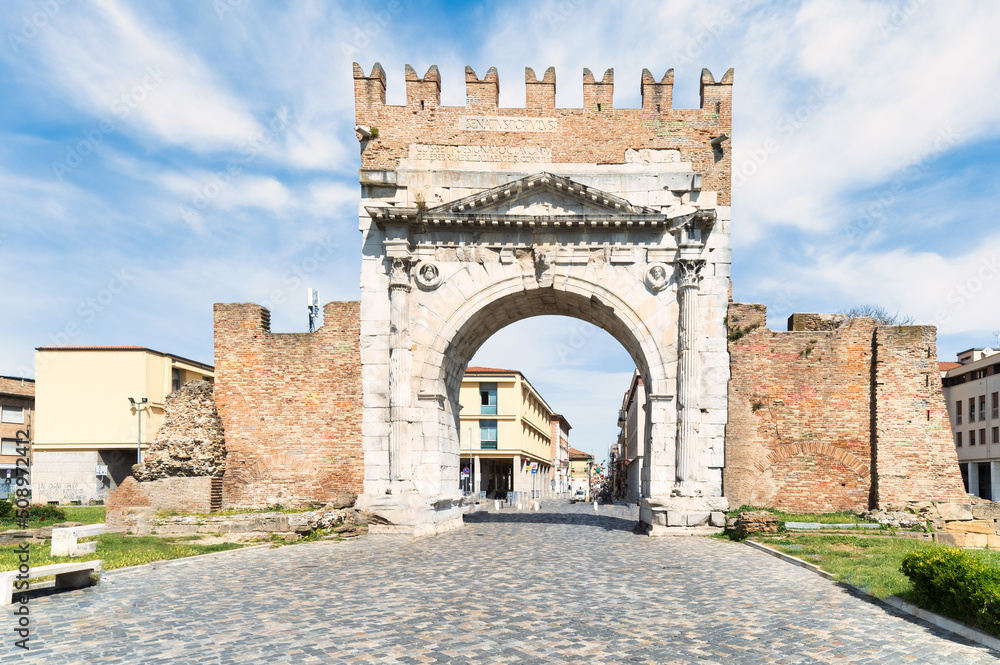 Ancient Roman arch of Sugusto in Rimini