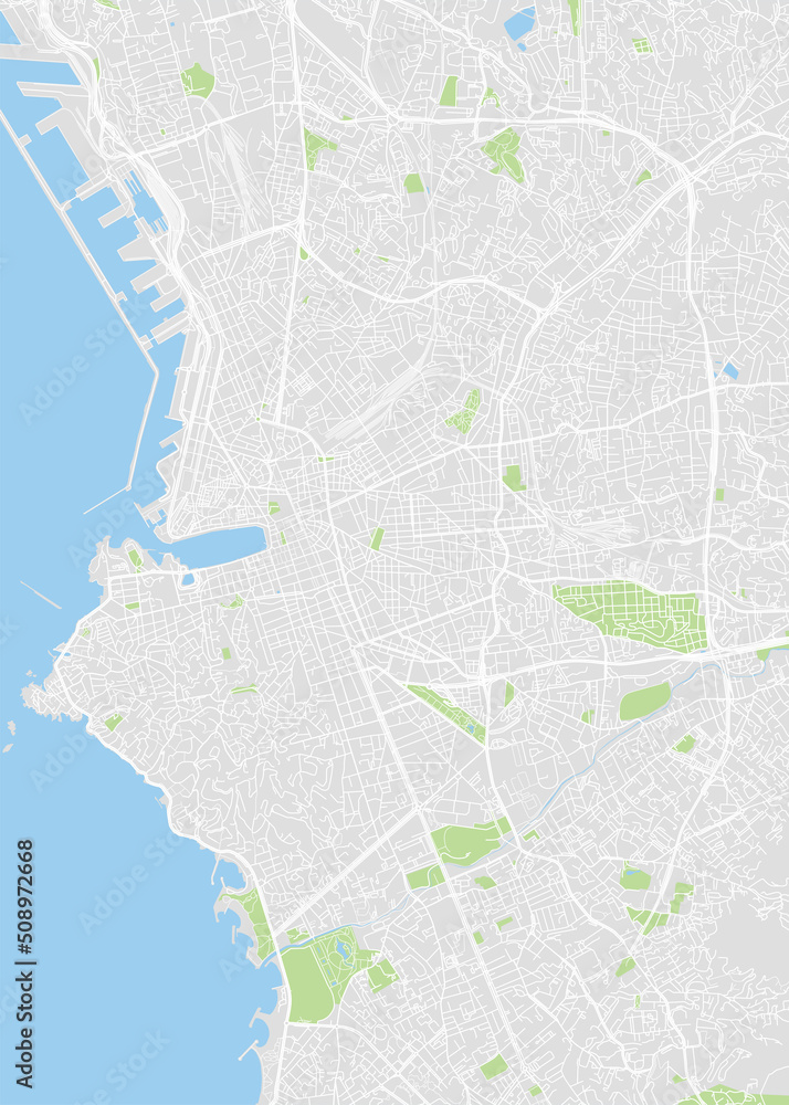 Fototapeta premium City map Marseille, color detailed plan, vector illustration